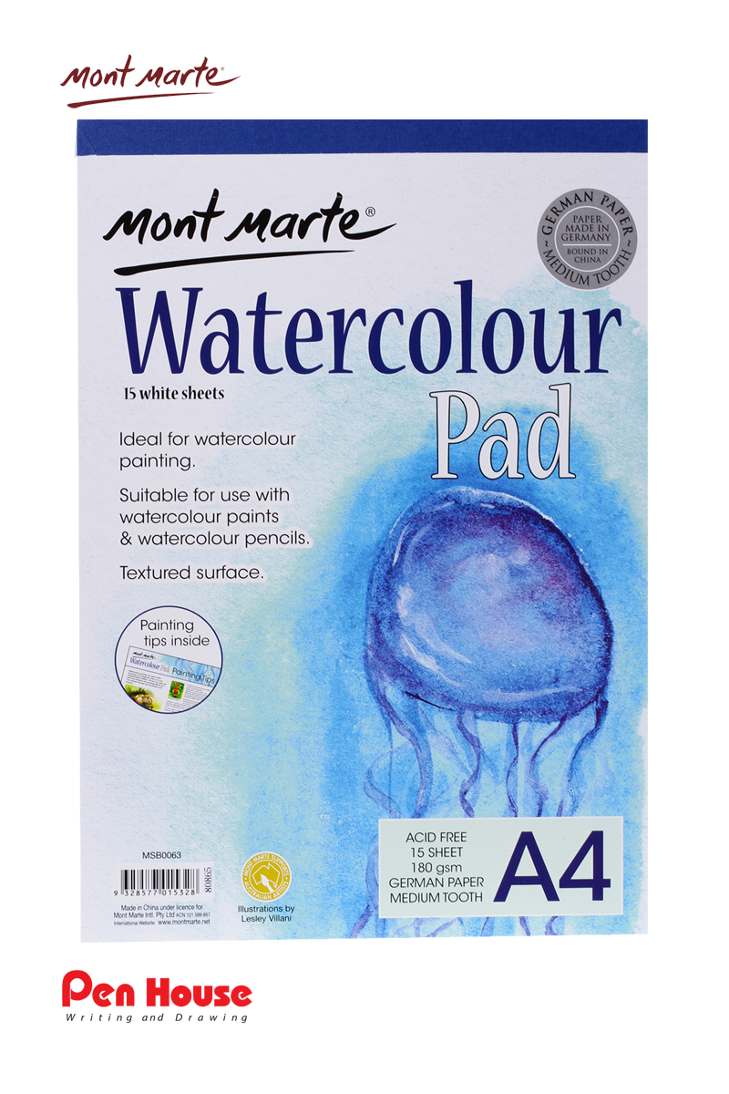 Premium Watercolor Pad A4 180gsm 15 Sheet